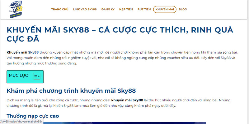 Nội dung kích hoạt số điện thoại tại Sky88.today